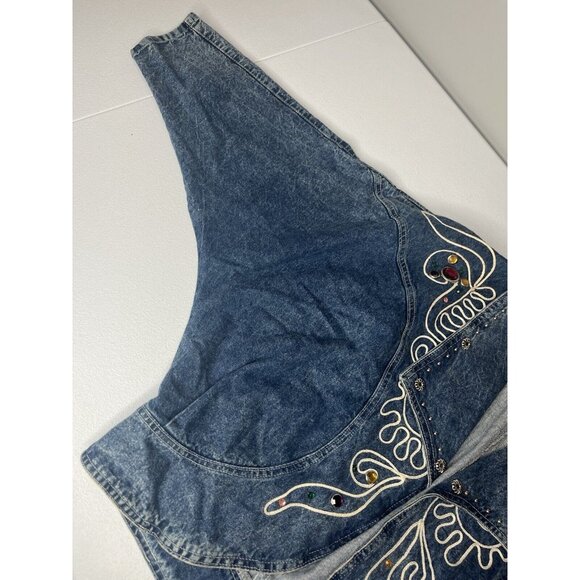 Pado California Batwing Denim Jacket Embellished Distressed Size Medium - Picture 6 of 11